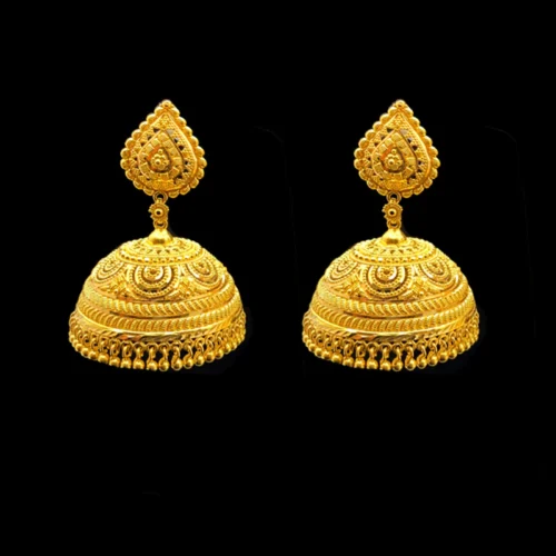 Majestic Heart-Leaf Filigree Gold Jhumkas