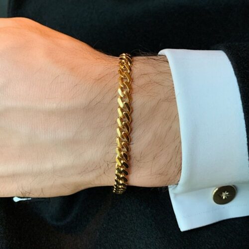 Men's 18K Gold Polished Cuban Link Bracelet – Sleek & Timeless