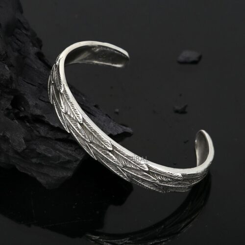 Diamond-Cut Radiant Sterling Silver Bangle