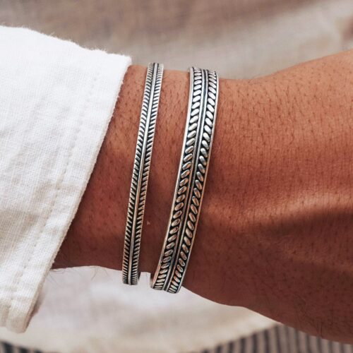Antiqued Sterling Silver Braided Rope Cuffs