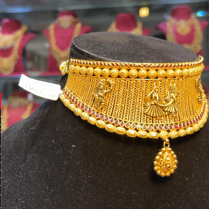 Divine Heritage: Handcrafted Gold Temple Choker