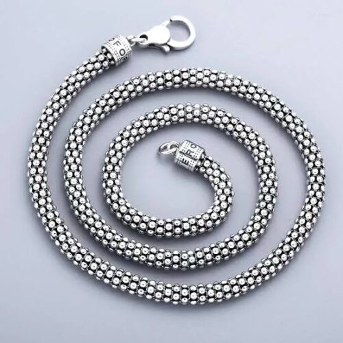 Rugged Popcorn Sterling Silver Chain for Men MADE WITH PURE 925 SILVER