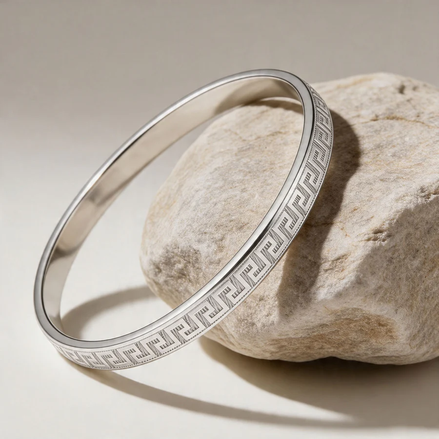 j22 Greek Meander Men Kada - Image 1