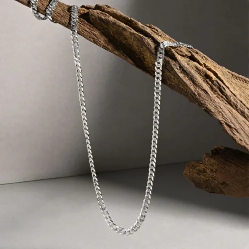 Diamond-Cut Curb Silver Chain