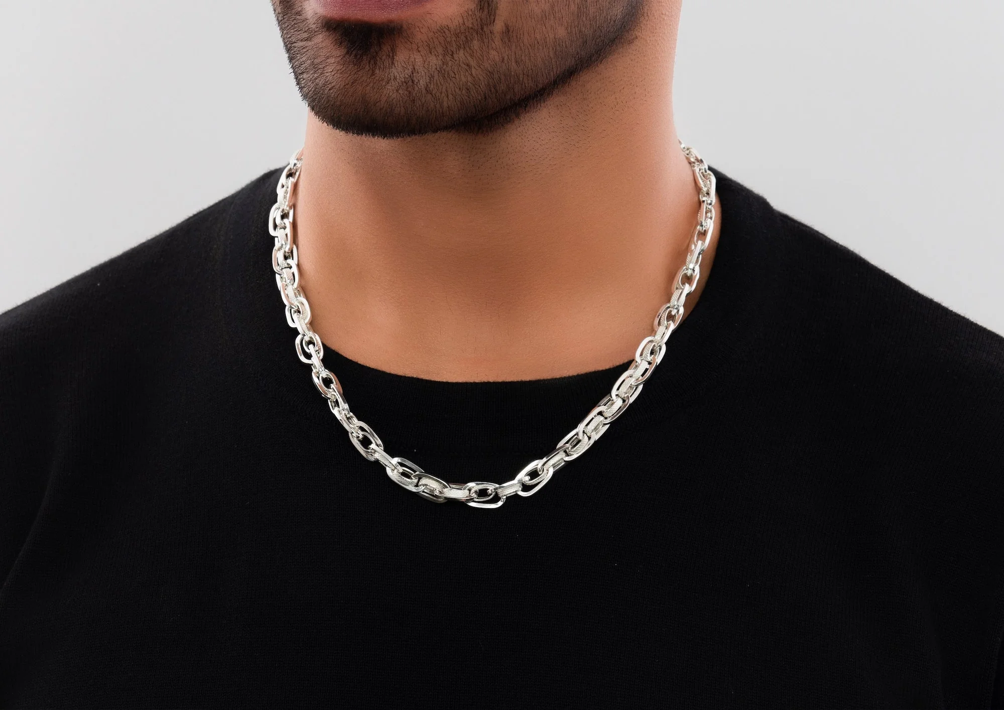 textto Textured Dual Link Chain - Image 1