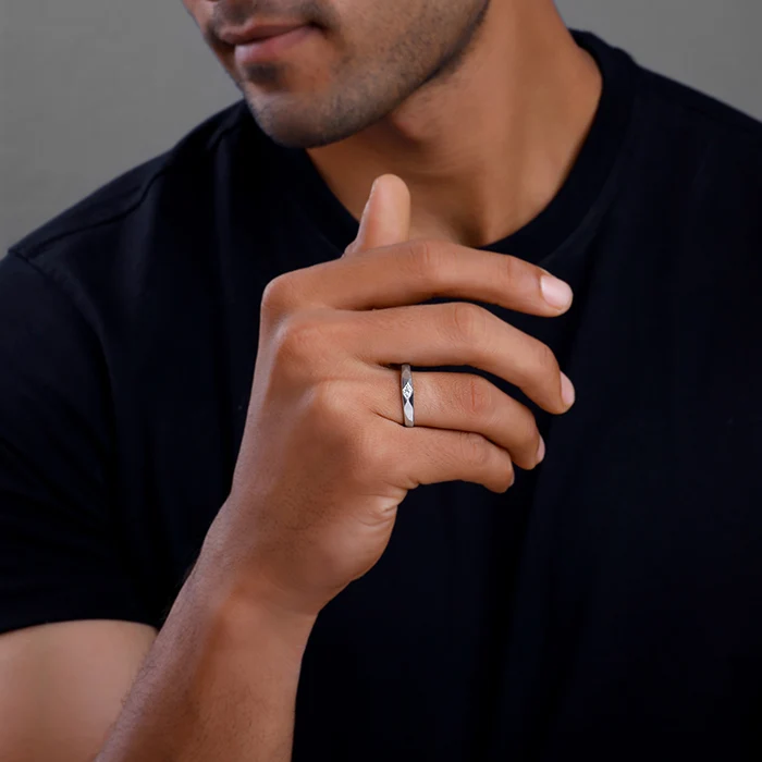R02116_2 Silver Rugged Ring For Him Made With Pure 925 Silver - Image 1
