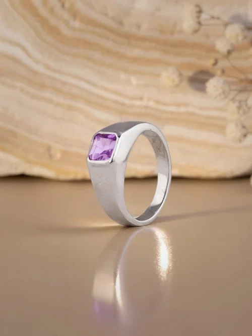 Silver Violet Edge Ring For Him Made With Pure 925 Silver