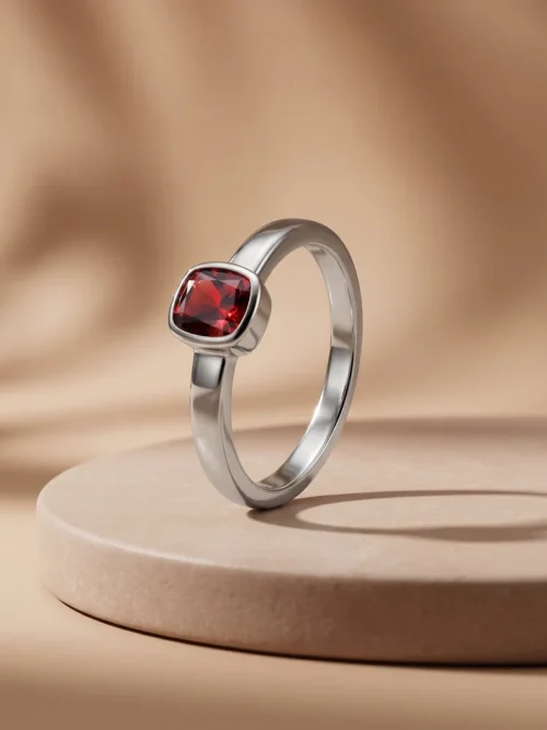Silver Garnet Ring For Him Made With Pure 925 Silver