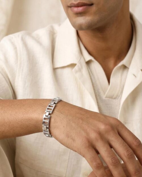 Silver Classic Bold Bracelet For Him Made With Pure 925 Silver